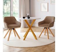 IDMarket – Chaises pivotantes Jany – Velours côtelé Taupe – Lot de 2 – Salle à manger