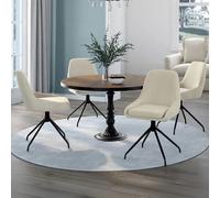 IDMarket Chaises pivotantes THALYA – Lot de 4 velours beige avec accoudoirs