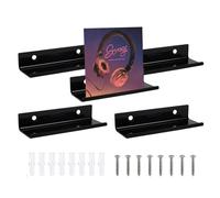 Lotbun Lot de 4 supports muraux en vinyle transparent pour CD, livres, photos, images (noir)