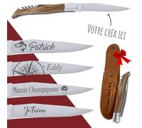 lotdevin Couteau personnalisé avec Tire Bouchon - Couteau avec gravure pour prénom, message, date, etc… [ C0uteau personnalisé homme ] (Héritage)