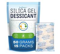 LotFancy 15 Sachets 50g Sachet Anti Humidité gel de silice réutilisable Absorbeur d'humidité pour penderies, valises, caves avec indicateur de couleur Silicagel Déshumidificateurs
