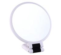 LOTIKO 1 miroir de poche grossissant 10x, miroir de voyage pliable à main, double face, miroir de maquillage à image réelle pour femme, avec poignée réglable (blanc)