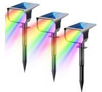 LOTMOS RGB Spot Solaire Exterieur [3 Pièces/20 LED/6 Couleurs Fixes/1 Mode de Cycle] Lampe Solaire Exterieur Jardin Eclairage Exterieur Solaire Projecteur Lumiere pour Cour,Clôture,Chemin,Allée,Porche