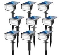 LOTMOS Spot Solaire Exterieur [9 Pack/72LED], 3 Modes IP67 Étanche Lampes Solaires Exterieures Jardin, 6500K Fonction 2 en 1 Spot Exterieur Pour Cour, Clôture, Chemin, Allée, Porche, Jardin, etc.