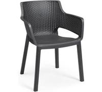 Keter Lot de 6 fauteuils de jardin EVA en résine empilable imitation rotin – gris graphite