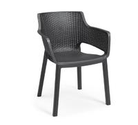 Keter Lot de 6 fauteuils de jardin EVA en résine empilable imitation rotin – gris graphite