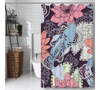 Lotus Rideau Douche 150x180cm Rideau de Douche Poisson Shower Curtain - Impression Polyester Tissu - avec 12 Crochets - Tissu Lavable en Machine - Imperméable - pour Salle de Bain - Hôtel D#682