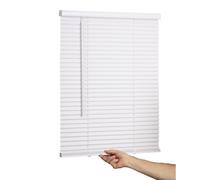Lotus & WINDOWARE Cordless Mini Blind, 1" Vinyl Slats, 27" Wide x 36" Long - White, Window Blinds for Home and Office, Interior Door Blinds - Light Filtering