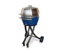 LotusGrill Ensemble de barbecue de jardin XL - Chariot de barbecue avec capot XL en acier inoxydable (bleu foncé)