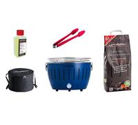 LotusGrill Starter-Set KLEIN Tiefblau, 1kg Kohle, Paste, Messer