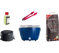 LotusGrill Starter-Set KLEIN Tiefblau, 1kg Kohle, Paste, Messer
