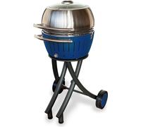 LotusGrill XL Gartengrill Set Tiefblau - Grillwagen mit Grillhaube XL aus Edelstahl