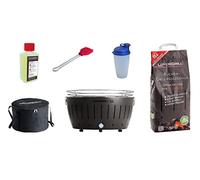 LotusGrill XL KIT DE DÉMARRAGE LOT 1 Gris Anthracite 1 charbon bois hêtre 1kg,1 brûleure à pâte 200ml,1xmarinierpinsel couleur orange mandarine,1 SHAKER sauce,1 sac transport - Le raucharme Barbecue à