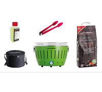 LotusGrillLotusGrill Petit kit de démarrage compact pour barbecue au charbon de bois à faible fumée avec 1 kg de charbon de bois de hêtre, 200 ml de pâte combustible et 1 couteau d'usage et 1 sac