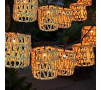 Lotvic Guirlande Lumineuse Exterieure, Guirlande Solaire Exterieur avec 10 Lanterne en Corde de Papier, Guirlande Exterieur, Chaud Chaîne Lumiere Exterieur pour Terrasse, Mariage, Noël