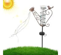 Lotvic Pluviometre Exterieur Jardin, Pluviomètres en Verre avec Piquet en Métal et Lumière LED, Pluviomètre Extérieur en Verre, Solaire Pluviomètre De Jardin, Pluie Tube de Mesure pour Cour, Pelouse