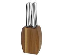 LOU LAGUIOLE Bloc avec 6 couteaux steak en Inox Jet 9x5x12 cm, Bois accacia | Bloc en bois d'acacia avec 6 couteaux steak, Acier inoxydable 13 C, Finition Miroir, 9 x 5 x 12 cm, Bois