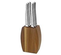 LOU LAGUIOLE Bloc avec 6 couteaux steak Jet Textil 9x5x12 cm, Bois accacia | Bloc en bois d'acacia avec 6 couteaux steak, Acier inoxydable 13 C, Finition Textil, 9 x 5 x 12 cm