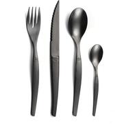 Lou Laguiole Ensemble de coutellerie 16 pcs Jet Noir délavé