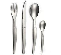 LOU LAGUIOLE - JET | Service de couverts pour 6 personnes | 24 pièces | Lavable au lave-vaisselle | Couverts de table pour 6 personnes avec lame micro-dentelée | Acier inoxydable style vintage | Acier