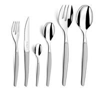 LOU LAGUIOLE - Ménagère 50 couverts de table pour 12 personnes - Jet - Acier inoxydable 18/0, Finition Sablée, Gris