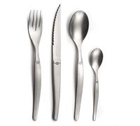 LOU LAGUIOLE - JET | Service de couverts pour 6 personnes | 24 pièces | Lavable au lave-vaisselle | Couverts de table pour 6 personnes avec lame micro-dentelée | Acier inoxydable style vintage | Acier