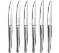 LOU LAGUIOLE - Set de 6 couteaux steak - Jet - Acier inoxydable 18/0, Finition Textil - Longueur 224 mm