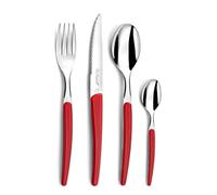 LOU LAGUIOLE - Ménagère 24 couverts de table pour 6 personnes - Montana - Acier inoxydable 18/0, Finition Brillante - Rouge