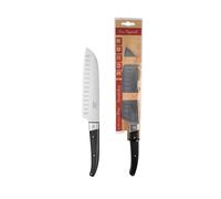 Lou Laguiole – Couteau Santoku Pro – Lame 18 cm, Acier inox 5Cr15MoV, Finition brillante – Noir