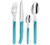 PRADEL ESSENTIEL - Coffret 24 couverts de table pour 6 personnes - Rising Sun - Acier inoxydable 18/0, Finition Standard - Bleu Turquoise