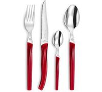 PRADEL ESSENTIEL - Coffret 24 couverts de table pour 6 personnes - Rising Sun - Acier inoxydable 18/0, Finition Standard - Rouge