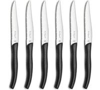 Lou Laguiole 2271AAMB02K35 Sky Coffret 6 couteaux steak, Acier inoxydable/Manche couleur effet cuir Noir, 27,5 x 20 x 3 cm