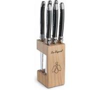 LOU LAGUIOLE - Bloc de 6 couteaux steak - Tradition - Acier inoxydable 18/0, Finition Brillante - Gris Anthracite