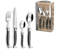 LOU LAGUIOLE Tradition Ménagère 24 couverts en Inox Pour 6 personnes, Gris | Valisette avec 24 couverts de table pour 6 personnes, Acier inoxydable 18/0, Finition Brillante, Compatible lave-vaisselle