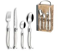 LOU LAGUIOLE Tradition Ménagère 24 couverts en Inox Pour 6 personnes, Perle | Valisette avec 24 couverts de table pour 6 personnes, Acier inoxydable 18/0, Finition Brillante, Compatible lave-vaisselle