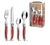 LOU LAGUIOLE - Valisette avec 24 couverts de table pour 6 personnes - Tradition - Acier inoxydable 18/0, Finition Brillante - Rouge