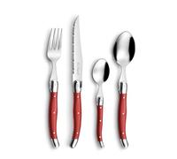 LOU LAGUIOLE Tradition Service 48 couverts en Inox Pour 12 personnes, Rouge | Ménagère 48 couverts pour 12 personnes, Acier inoxydable 18/0, Finition Brillante, Compatible lave-vaisselle
