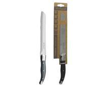 Lou Laguiole - Couteau à pain - Tradition XL - Acier inoxydable 13 C, Finition Brillante - Lame 18 cm - Gris