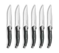 Lou Laguiole Tradition XL Couteaux steak, Lame 11.5 cm, Lot de 6, Gris | Set de 6 couteaux steak, Acier inoxydable 18/0, Finition Brillante, Longueur 24 mm, Lame 115 mm
