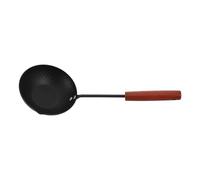 Louche à Huile en Fer Non Revêtue, Long Manche, la Cuisine Maison et Wok | Fonte Massive, Poignée en Noyer, Bol Profond, Bec Verseur Précis, pour Soupes, Nouilles, Fondus et Poêles
