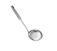 Louche à Soupe en Acier Inoxydable Argenté, Filtre Eau et Huile | Poignée Confortable, Reste Froide, Trous de Filtration, Hôtels et Écoles Cuisine, Usage Professionnel