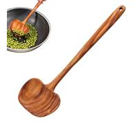Louche à soupe en bois - Manche long ergonomique 2 en 1 - Spatule à soupe et retourneur | Convient pour poêle antiadhésive, cuisine, maison, restaurant, remuer, frire, et