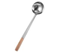 Louche à Soupe en Inox à Long Manche, Manche Bois 17,68 Pouces | Acier Inoxydable Poli, Prise Confortable et Sûre, Nettoyage Facile, Cuisine Maison et Restaurant