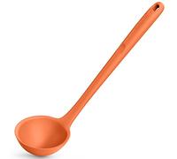Louche à soupe en silicone de 34cm : U-Taste 315℃ résistant à la chaleur, antiadhésif, sans couture, grande cuillère de service profonde avec long manche solide antidérapant (Orange)