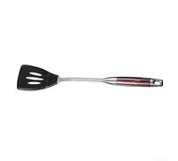 Louche à soupe noire en silicone 304 en acier 37,6 cm Cuillère de cuisine | Cadre robuste en acier inoxydable 304, design à fentes pour égoutter, taille 41,20 cm, passe au lave-vaisselle, construction
