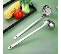 Louche à Soupe Professionnelle en 316L Trou - Cuillère pour service Fond Plat Résistante Rayures Cuisson Bouillons Sauces 29,5x7,5cm(Skimmer)