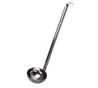 Louche à soupe professionnelle en acier inoxydable avec manche long et crochet pour sauce, soupe, ragoût, cuillère à sauce, 7 x 27 cm, 90 ml, argent