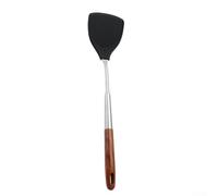Louche Cuisine Acier 304 et Silicone Louche Cuisine Acier 304(Spatula) | Manche en pour bois naturel, tête silicone souple, ne raye pas les poêles, longueur 43cm, usage quotidien