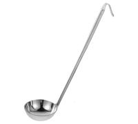 Louche de Service Longue 50ml en Acier Inoxydable pour Soupes | Poignée Ergonomique avec Crochet, Usage Maison et Traiteur, Finition Argentée, pour Sauces et Bouillons