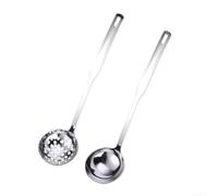 Louche en Acier Inoxydable et Écumoire 2 - Ustensile de Cuisine pour Soupes Ragoûts - Résistant Anti-rayures - Longue 32cm